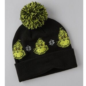 NWT American Eagle Outfitters Black and Green Grinch Beanie
